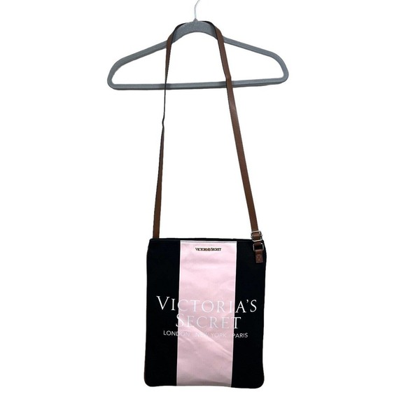 Victoria's Secret London New York Paris Tote Lined Pink Black Women's Long - Picture 1 of 5